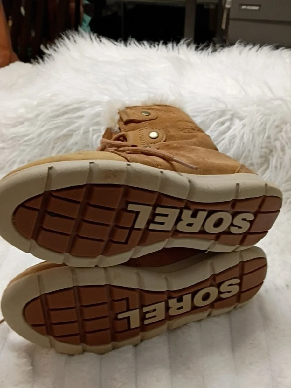 Sorel N13039-224 Women's Brown Suede Fur-Lined Lace Up Winter Waterproof Boots